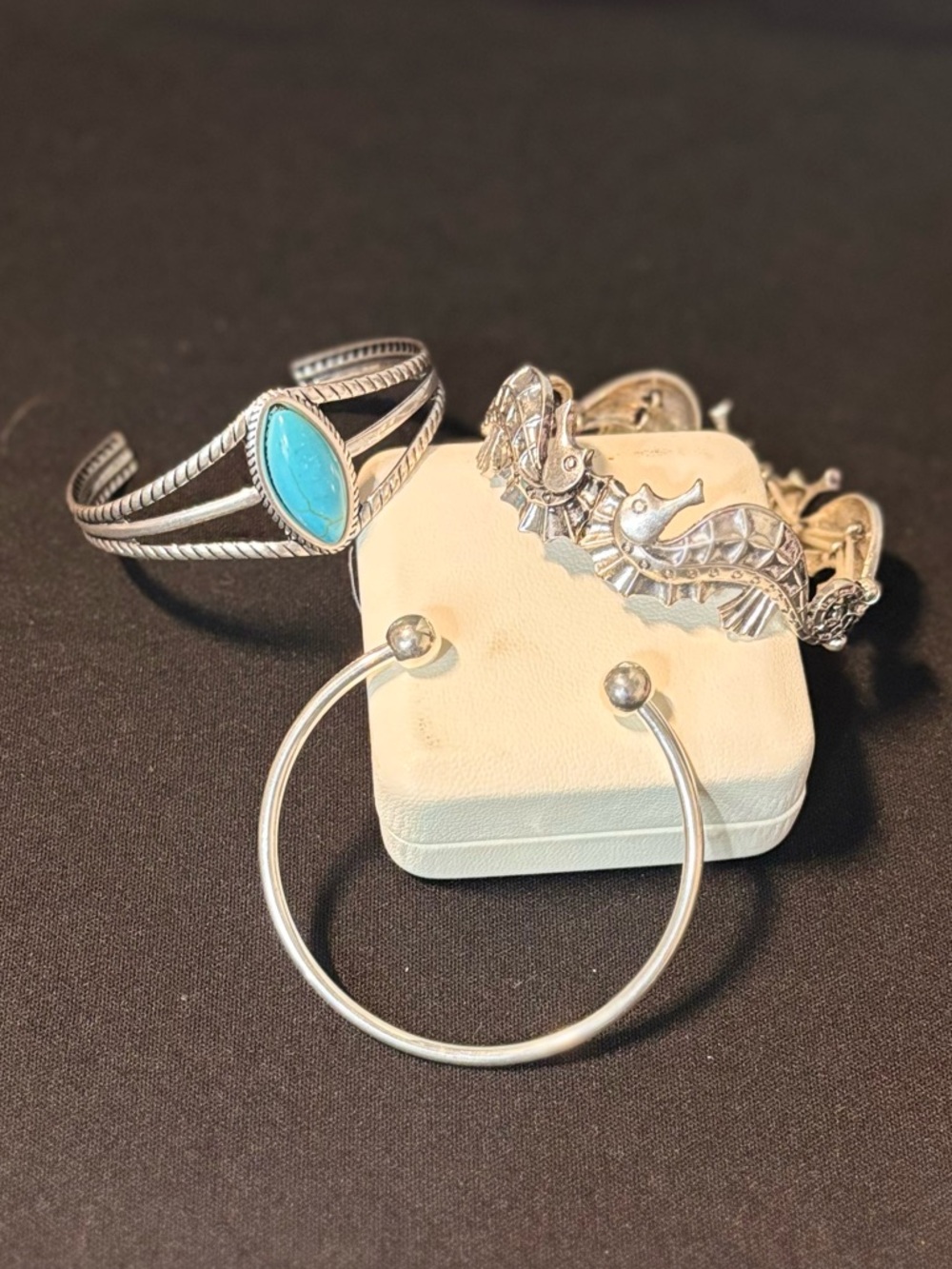 Set of 3 silver toned bracelets